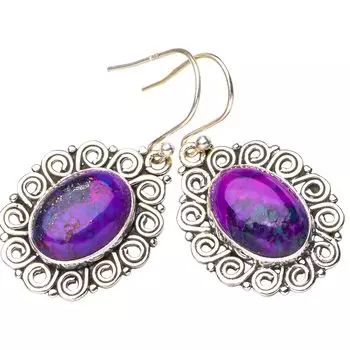 STARGEMS ® Серьги ручной работы из стерлингового серебра 925 пробы с натуральной бирюзой 1,5 дюйма E5453