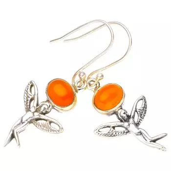 STARGEMS ® Серьги ручной работы из стерлингового серебра 925 пробы с натуральным сердоликом Fariy 1,75 дюйма E5786