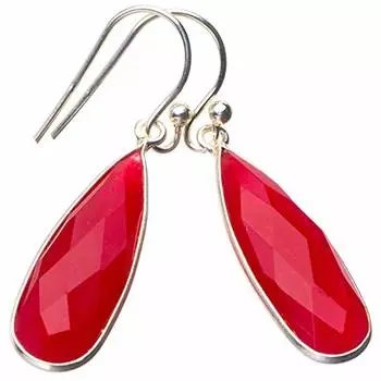 STARGEMS ® Серьги ручной работы из стерлингового серебра 925 пробы с натуральным халцедоном 1,5 дюйма E1352