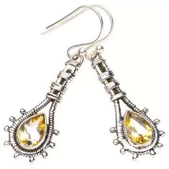 STARGEMS ® Серьги ручной работы из стерлингового серебра 925 пробы с натуральным цитрином 1,5 дюйма E5952