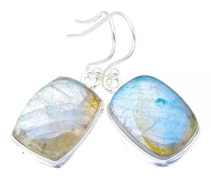 STARGEMS ® Серьги ручной работы из стерлингового серебра 925 пробы с натуральным лабрадоритом 1,25 дюйма F5778