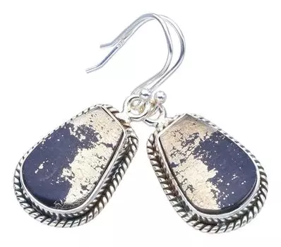 STARGEMS ® Серьги ручной работы из стерлингового серебра 925 пробы с натуральным золотым камнем Apache, 1,5 дюйма F5691