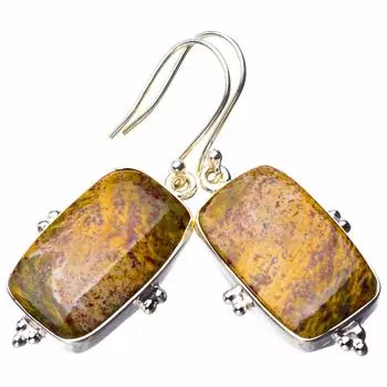 STARGEMS ® Серьги ручной работы из стерлингового серебра 925 пробы с натуральным кровавым камнем 1,75 дюйма D7572