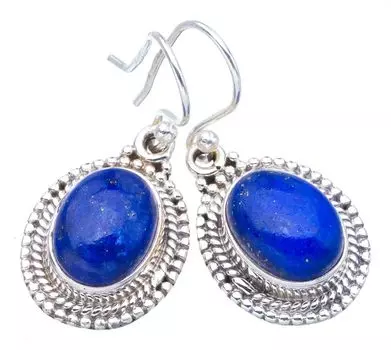 STARGEMS ® Серьги ручной работы из стерлингового серебра 925 пробы с натуральным лазуритом 1,25 дюйма F5649