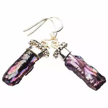 STARGEMS ® Серьги ручной работы из стерлингового серебра 925 пробы с натуральным жемчугом Бива 1,5 дюйма E1597