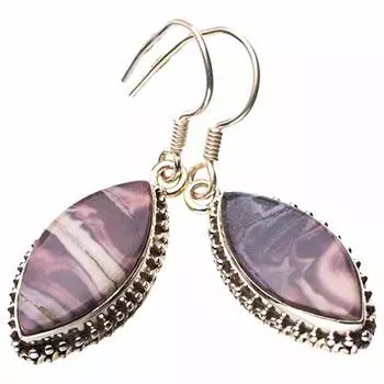 STARGEMS ® Серьги ручной работы из стерлингового серебра 925 пробы с натуральной яшмой 1,5 дюйма E2090