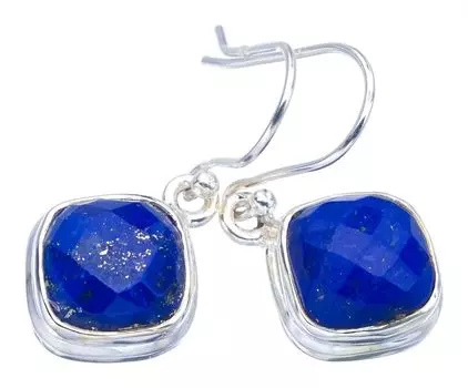 STARGEMS ® Серьги ручной работы из стерлингового серебра 925 пробы с натуральным лазуритом 1,25 дюйма F5672