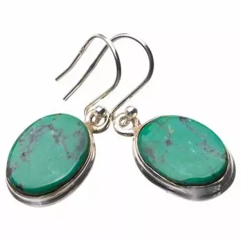 STARGEMS ® Серьги ручной работы из стерлингового серебра 925 пробы с натуральной бирюзой 1,25 дюйма E0501