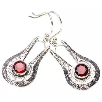 STARGEMS ® Серьги ручной работы из стерлингового серебра 925 пробы с натуральным гранатом и павлином 1,75 дюйма E6164