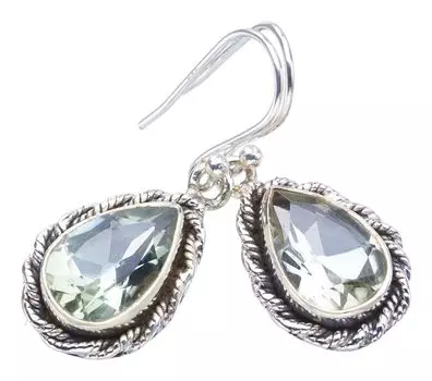 STARGEMS Серьги ручной работы из стерлингового серебра 925 пробы с натуральным зеленым аметистом 1,5 дюйма F5843