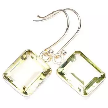 STARGEMS Серьги ручной работы из стерлингового серебра 925 пробы с натуральным зеленым аметистом 1,25 дюйма E3527-1