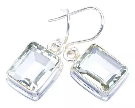 STARGEMS Серьги ручной работы из стерлингового серебра 925 пробы с натуральным зеленым аметистом 1,25 дюйма F5809