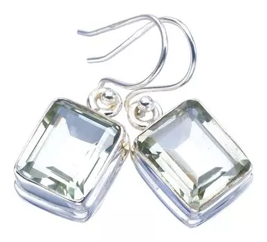 STARGEMS Серьги ручной работы из стерлингового серебра 925 пробы с натуральным зеленым аметистом 1 дюйм F5810