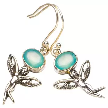 STARGEMS ® Серьги ручной работы из стерлингового серебра 925 пробы с натуральным халцедоном Fariy 1,75 дюйма E6737