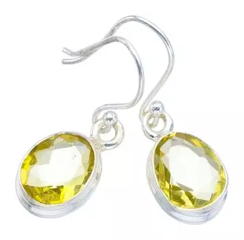 STARGEMS Серьги ручной работы из стерлингового серебра 925 пробы с натуральным цитрином 1,25 дюйма F6453