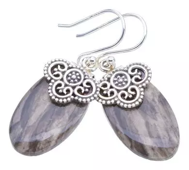 STARGEMS Серьги ручной работы из стерлингового серебра 925 пробы с натуральным изображением яшмы 1,5 дюйма F6449