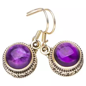 STARGEMS ® Серьги ручной работы из стерлингового серебра 925 пробы с натуральным аметистом 1,25 дюйма E6809