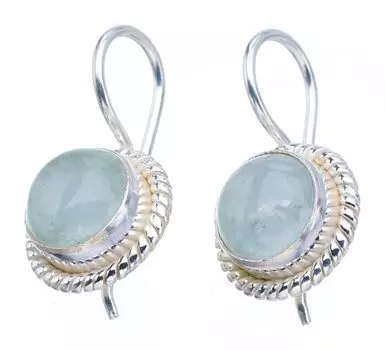 STARGEMS Серьги ручной работы с натуральным молочным аквамарином из стерлингового серебра 925 пробы 1 дюйм F6456 Default Title