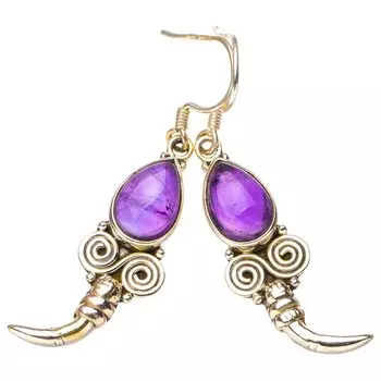 STARGEMS ® Серьги ручной работы «Стрекоза» из стерлингового серебра 925 пробы с натуральным аметистом 2 дюйма E6942