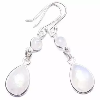 STARGEMS Уникальные серьги ручной работы из натурального радужного лунного камня из стерлингового серебра 925 пробы 1,75 дюйма Y3040