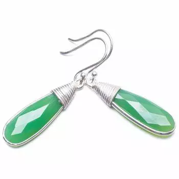 STARGEMS Уникальные серьги ручной работы из стерлингового серебра 925 пробы с натуральным халцедоном 1,75 дюйма Y3213