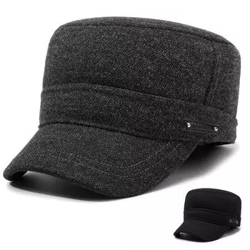 Старик шляпа мужчины зимой пожилой плоский шляпа мужчины сезон теплая папа старик ухо шапка Adjustable серый