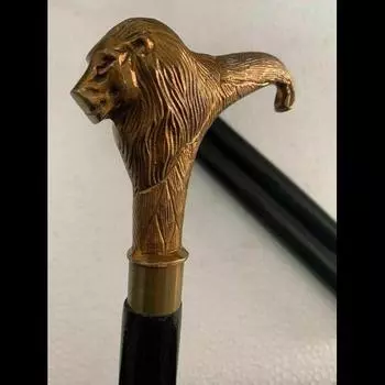 Старинная антикварная ручка в виде головы льва викторианская деревянная трость цельная трость
