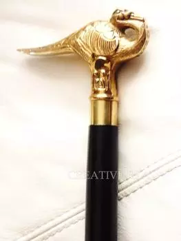 Старинная черная деревянная трость с латунной ручкой в винтажном викторианском стиле в подарок M аэро