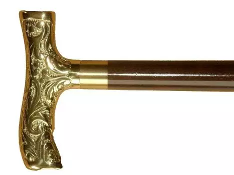 Старинная деревянная мужская трость, латунная винтажная трость, дизайнерская ручка коричневый