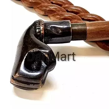 Старинная деревянная трость для ходьбы в викторианском стиле из латуни, уникальный стиль, антикварный подарок, голова M аэро