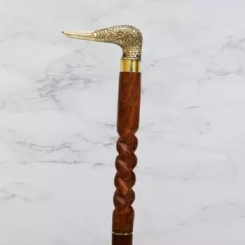 Старинная деревянная трость с ручкой в виде утиной головы, винтажная трость из твердой латуни