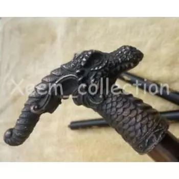 Старинная деревянная трость-трость с ручкой дракона в викторианском стиле