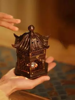 Старинная дворцовая лампа, бытовая печь для обжига чая, чистая медная лампа для благовоний, чайная церемония, украшение, подарочная коробка, упаковка