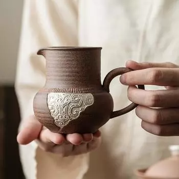 Старинная глиняная роспись серебряная чашка ретро чайный сервиз керамический чайный сервиз кунг-фу чайная чашка