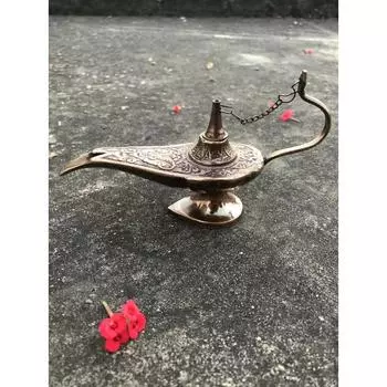 Старинная латунь Aladin 6 Genie Oil Lamp Aladdin Chirag Курильница для благовоний Винтажный подарок