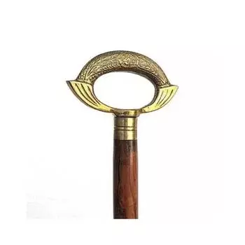 Старинная латунная головка стимпанк кольцо ручка ручной работы деревянная трость подарок