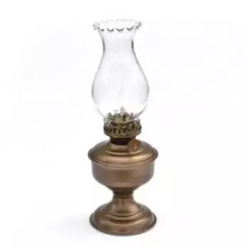 Старинная латунная масляная лампа с прозрачным стеклянным абажуром - настольная лампа 25,4 см как