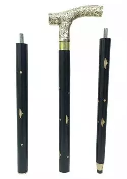 Старинная латунная ручка в виде головы Дерби, черная, складная деревянная трость для ходьбы с инкрустацией M аэро