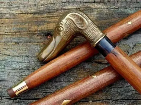 Старинная латунная ручка в виде головы собаки в старинном стиле викторианская деревянная трость для ходьбы M аэро