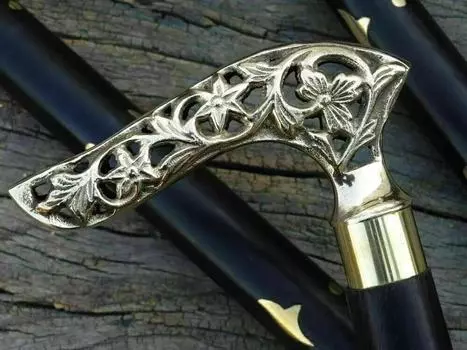 Старинная латунная серебряная ручка в виде головы дерби в викторианском стиле из дерева трость для ходьбы M аэро