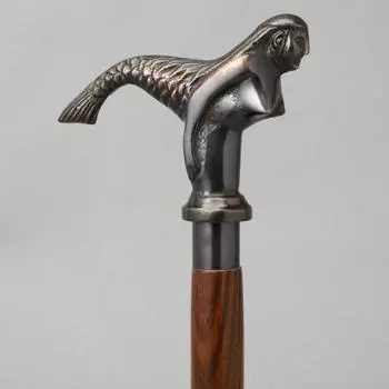 Старинная латунная трость с ручкой в виде русалки, винтажная складная трость в 3 сложения, коллекционный предмет морской тематики для коллекционеров и любителей пляжного отдыха