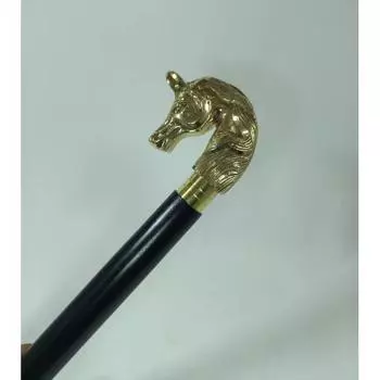 Старинная латунная трость с ручкой в виде лошади, винтажная складная трость в 3 сложения, морской дизайн для коллекционеров и любителей конного спорта