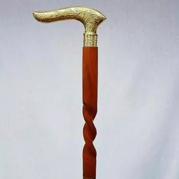 Трость для ходьбы из латуни с уникальной рукояткой с золотым наконечником, регулируемая