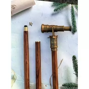 Старинная латунная трость-телескоп, Dolland London 1920, складная, трость с рабочим компасом