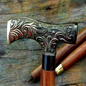 Старинная латунная викторианская ручка с деревянной ручкой в винтажном стиле