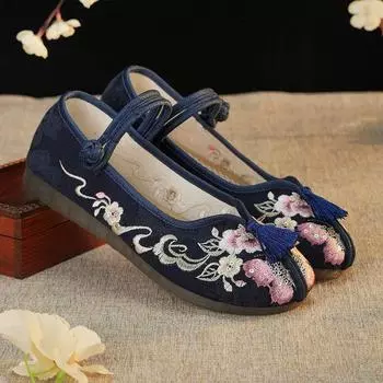 Старинная Пекинская матерчатая обувь, вышивка в старинном стиле, неглубокий вырез, дышащая, универсальная повседневная обувь, вышитая обувь в этническом стиле 35 белый