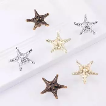 Старинная ручка в виде морской звезды из золота и серебра с одним отверстием, фурнитура для мебели из бронзы, прочная ручка в стиле океана для шкафа в стиле ретро бронзовый