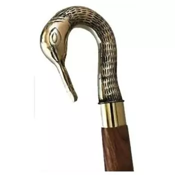 Старинная старинная латунная ручка Darby head коричневая деревянная трость для ходьбы на Хэллоуин