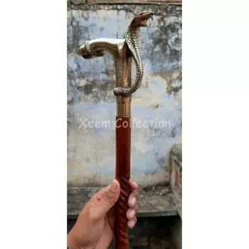 Старинная старинная змеиная латунная ручка деревянная трость дизайнерская трость стиль предмет
