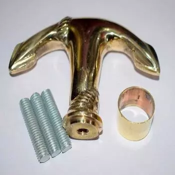 Старинная трость для ходьбы из цельной латуни с ручкой в виде якоря в викторианском стиле